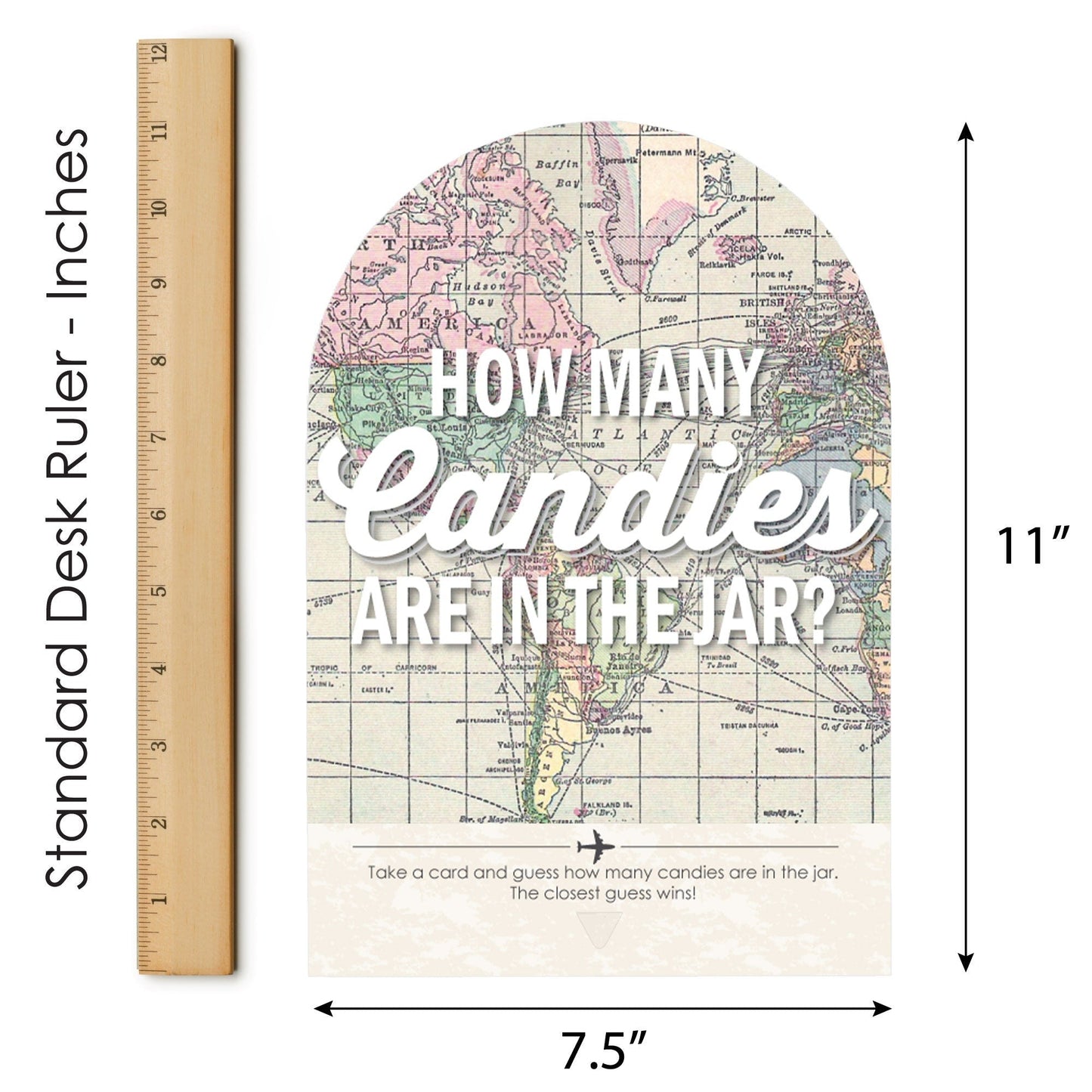 World Awaits - How Many Candies Travel Themed Party Game - 1 Stand and 40 Cards - Candy Guessing Game