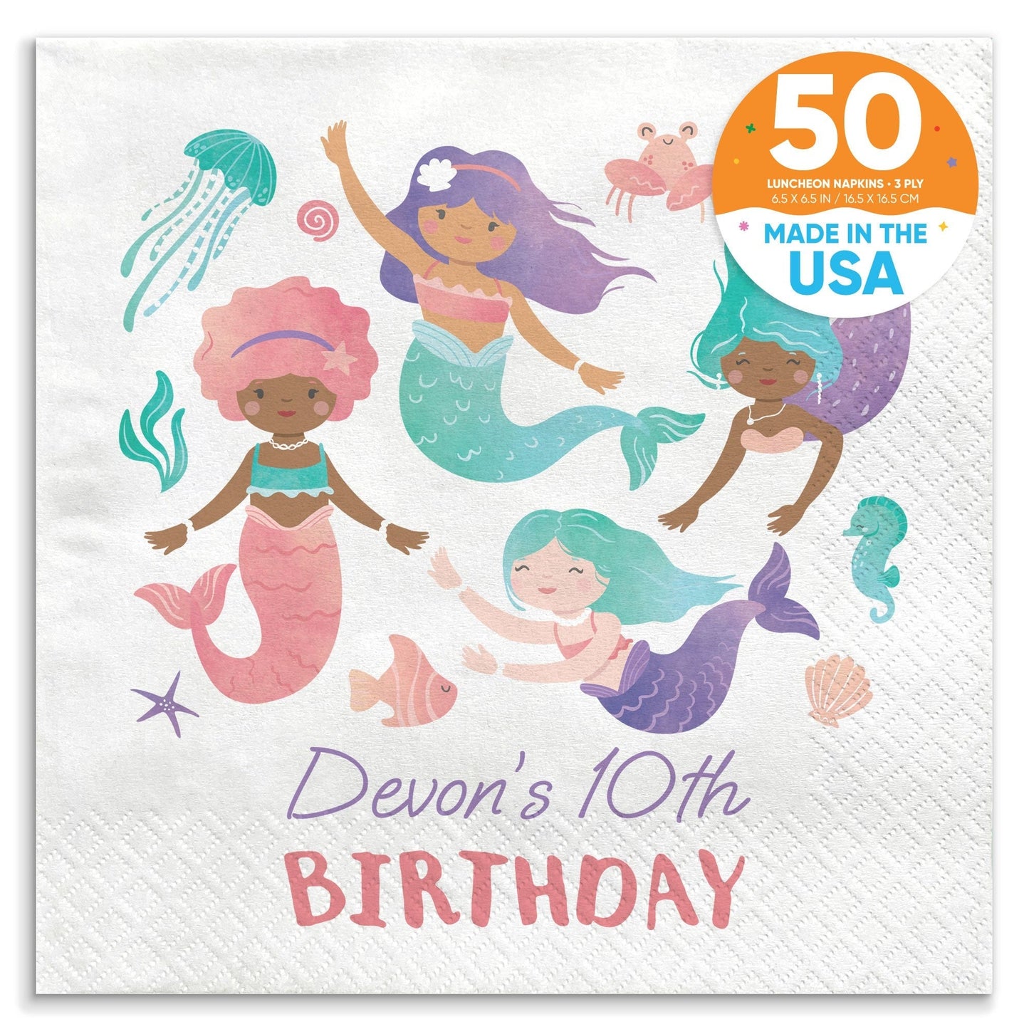 Custom Text Napkins - Mermaid