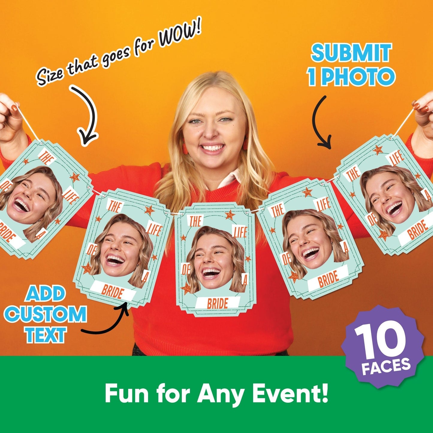 Custom Face Garland Banner - The Life of a Party