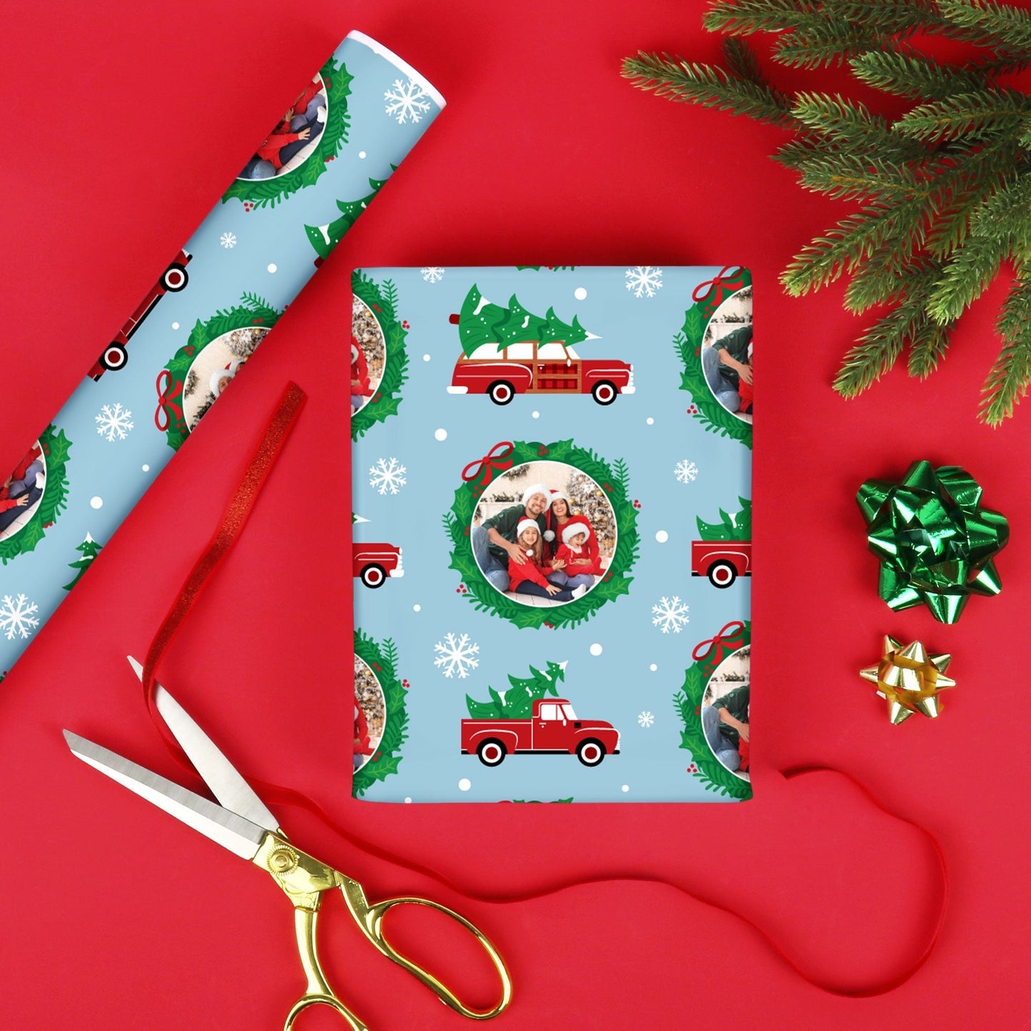 Custom Photo Wrapping Paper - Merry Little Christmas Tree