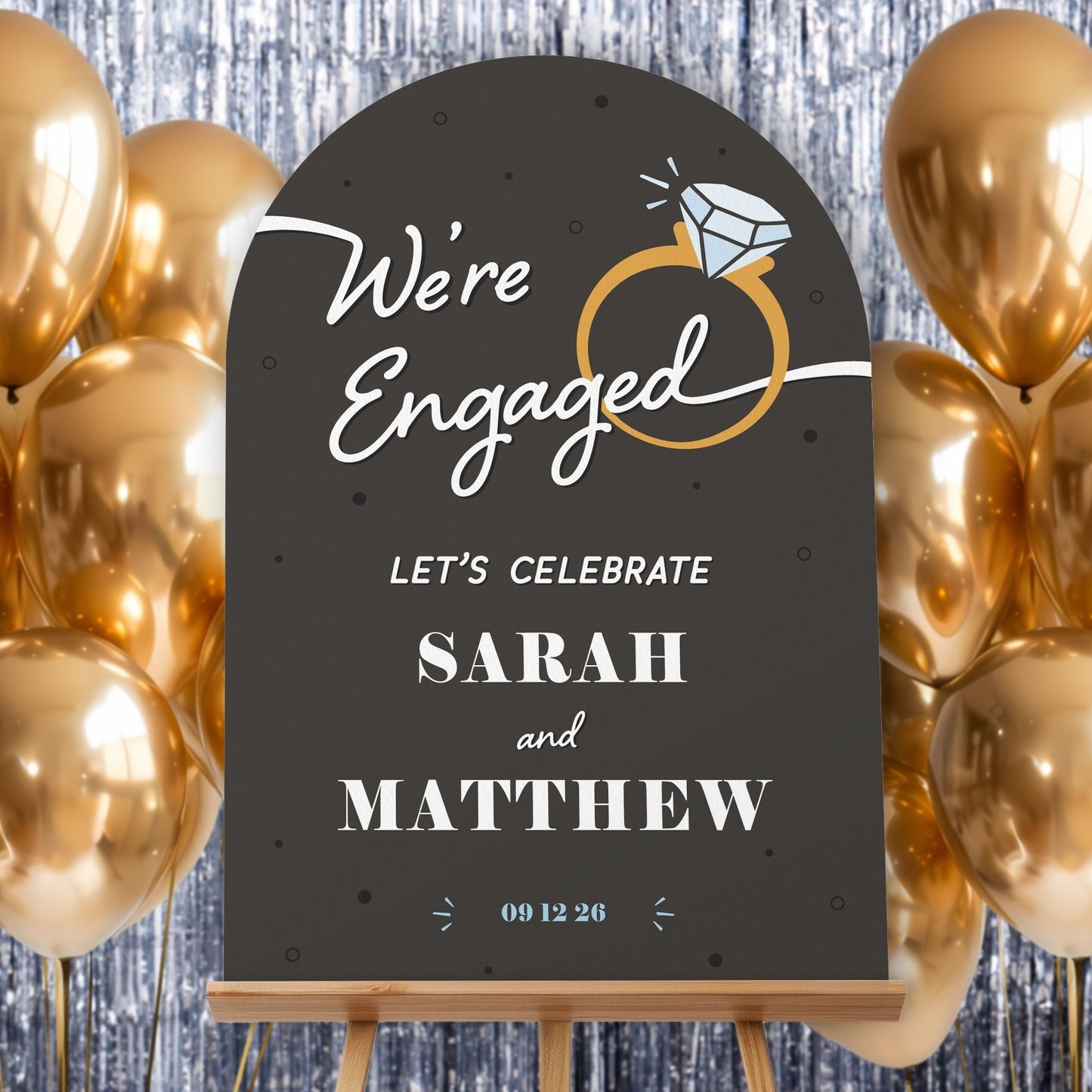 Personalized Text Just Engaged Welcome Sign (Select Your Size)