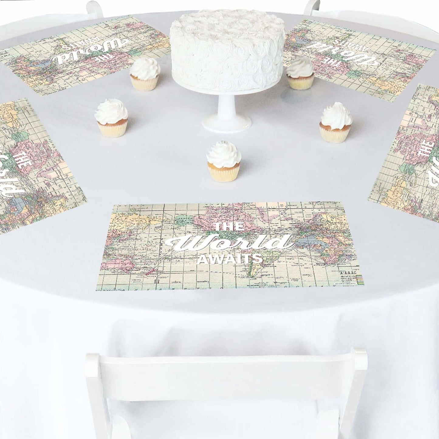 World Awaits - Party Table Decorations - Travel Themed Party Placemats - Set of 16