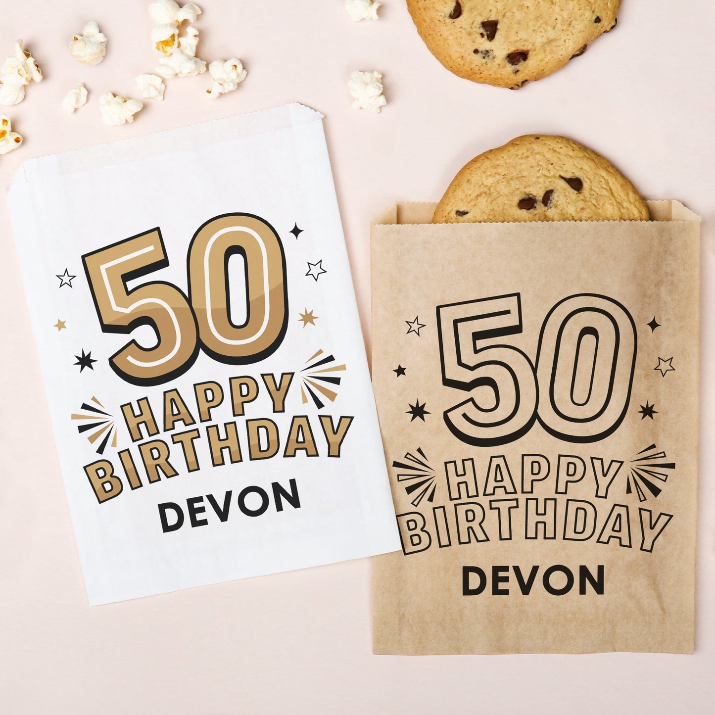 Custom Text Paper Treat Bags - 50th Birthday