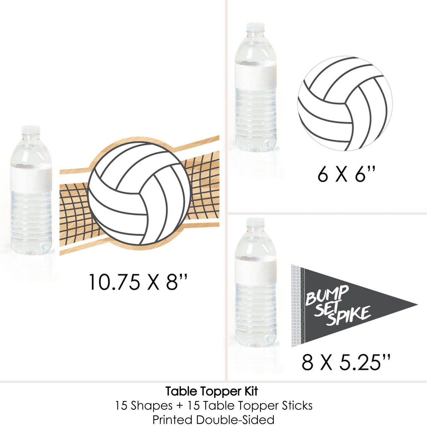 Bump, Set, Spike - Volleyball - Baby Shower or Birthday Party Centerpiece Sticks - Table Toppers - Set of 15
