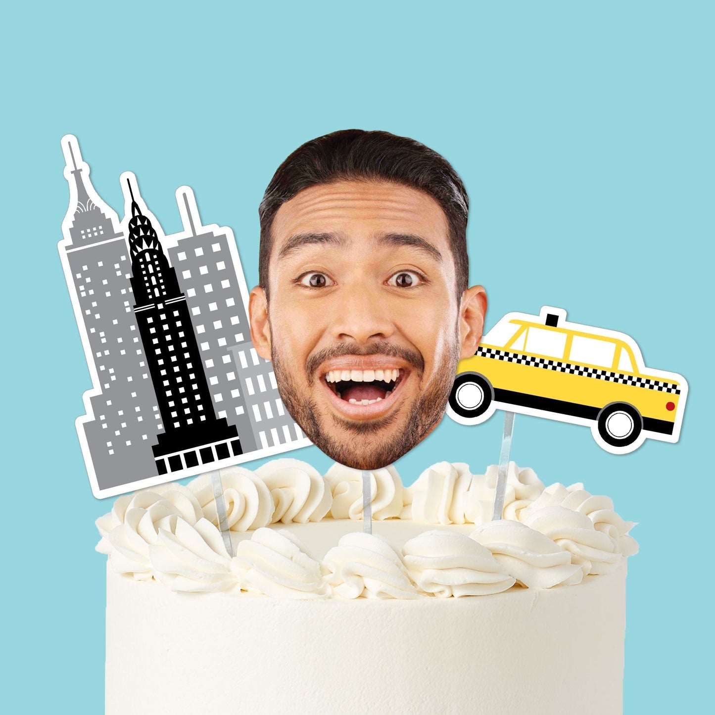 Custom Photo NYC Cityscape Cake Topper - 3 Pc