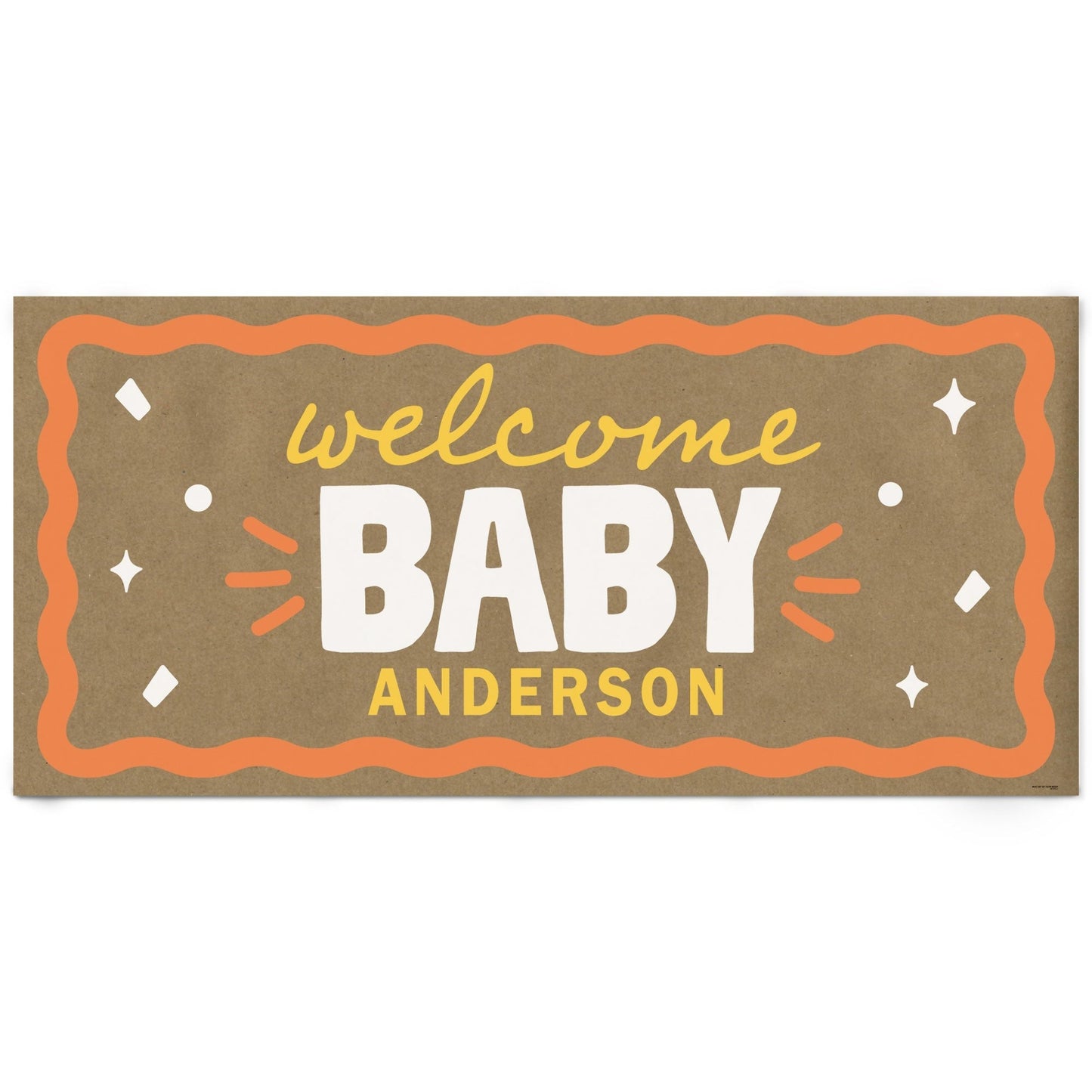Custom Text Wavy Baby Shower Kraft Banner