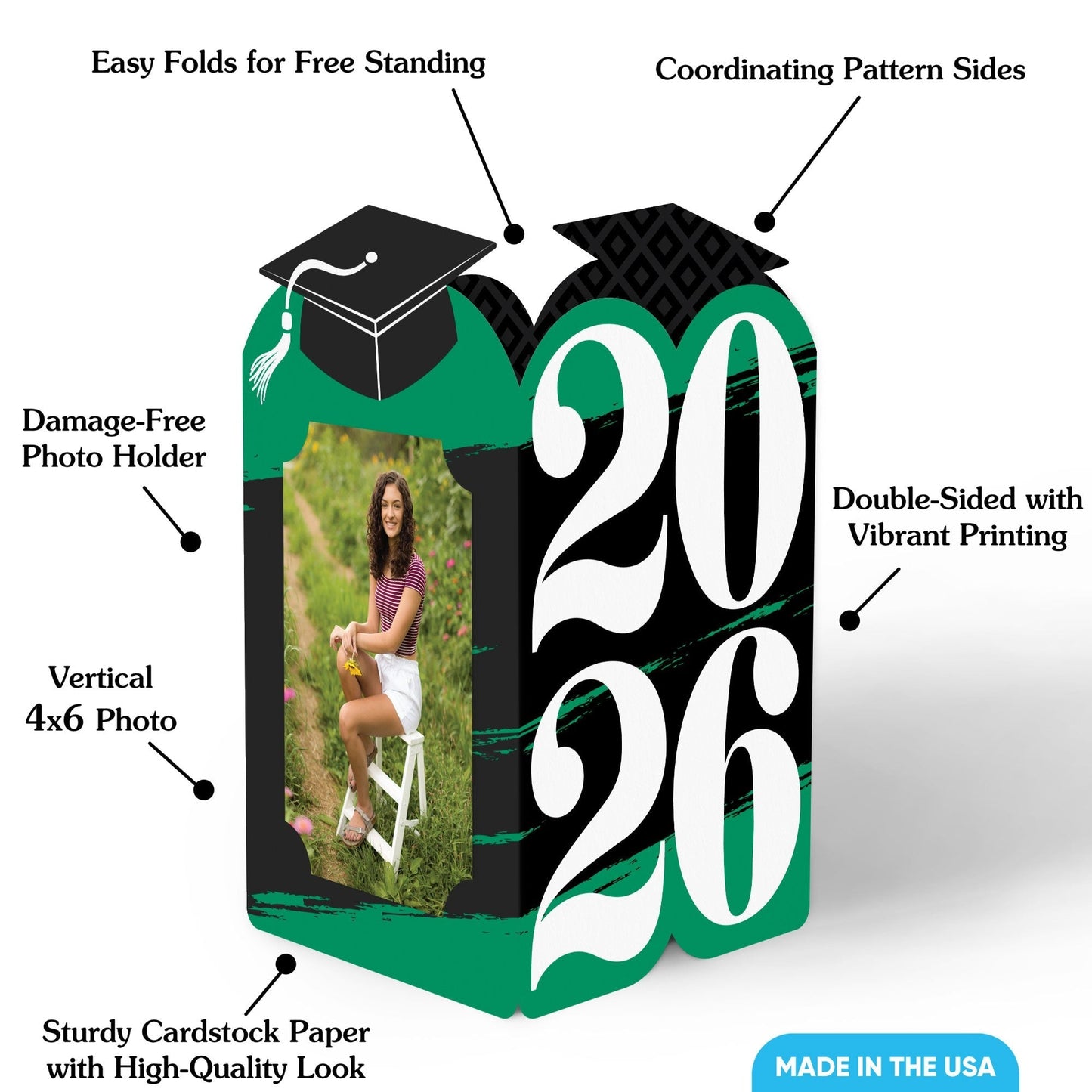 Green Graduation Photo Centerpieces - 8 Ct