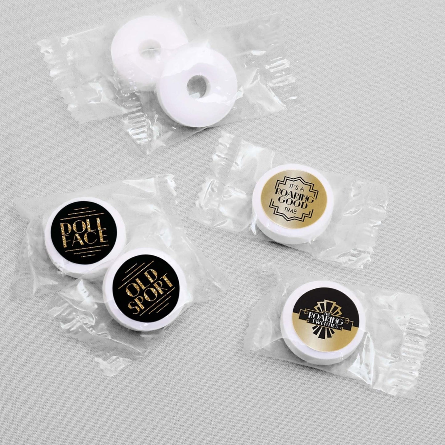 Roaring 20's - Round Candy Labels 1920s Art Deco Jazz Party Favors - Fits Hershey's Kisses - 108 ct