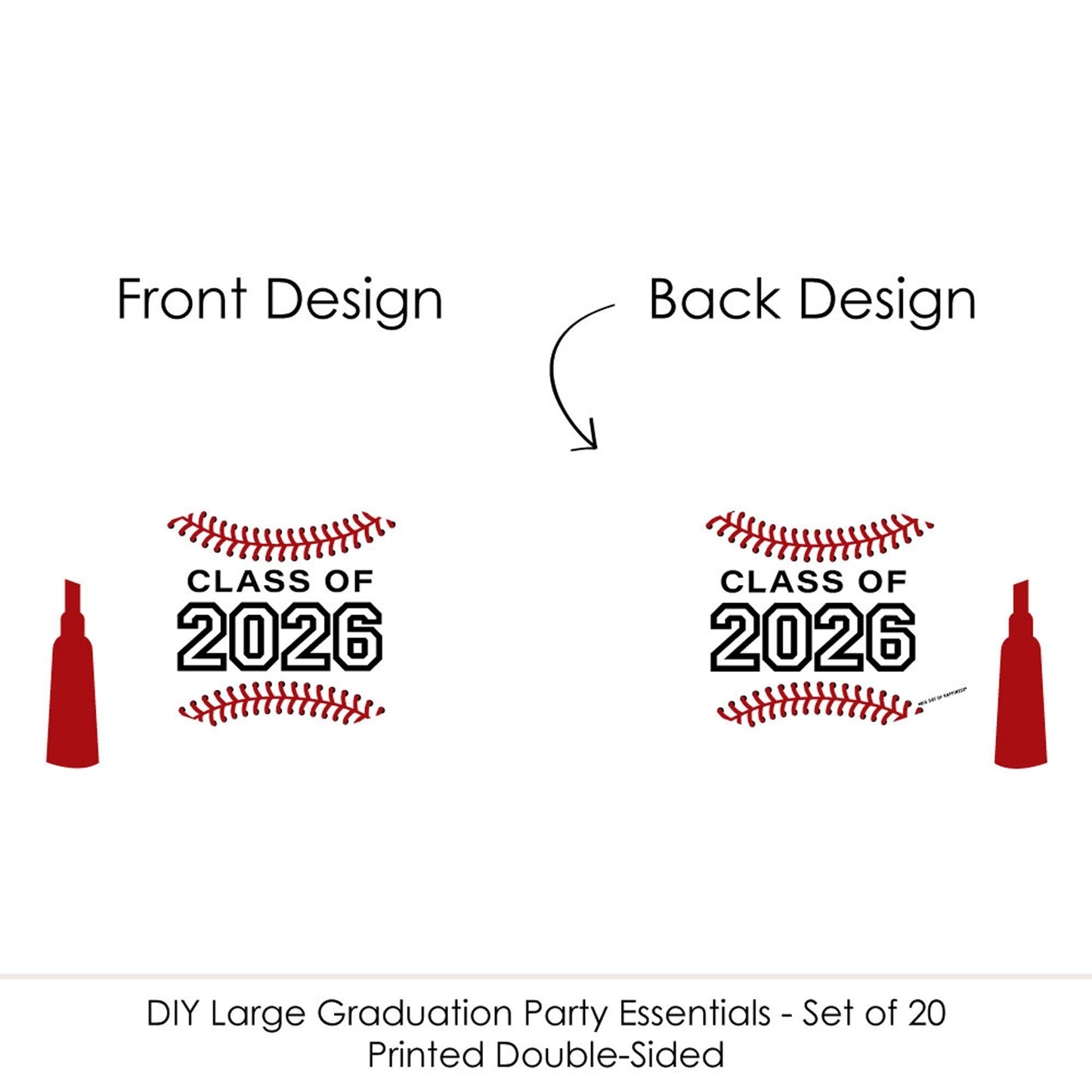 Grad Baseball - Grad Cap Decorations DIY 2026 Graduation Party Large Party Essentials - Set of 20
