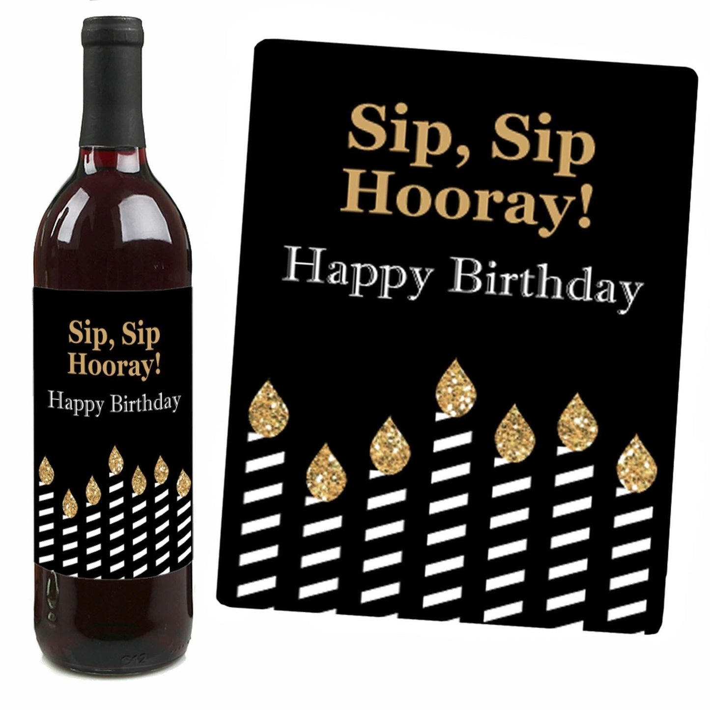 Adult 80th Birthday - Gold - Decorations for Women and Men - Wine Bottle Label Birthday Party Gift - Set of 4