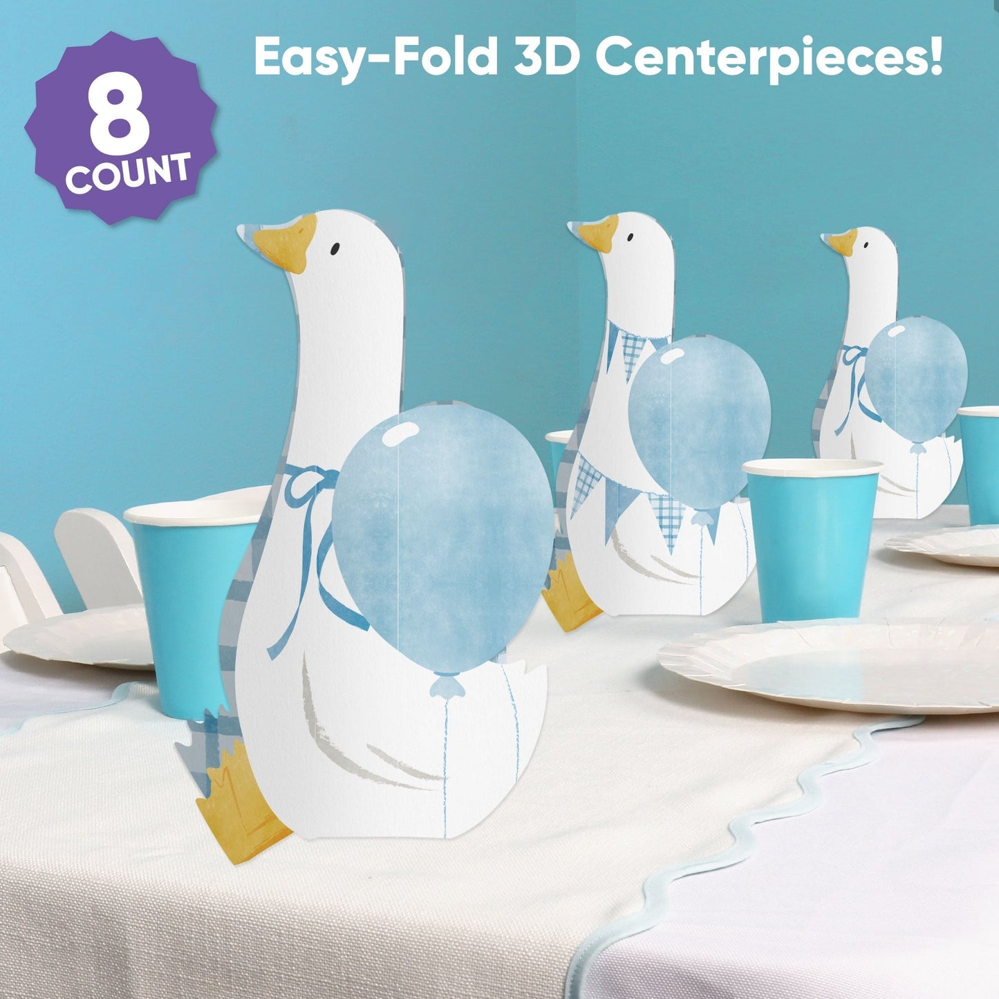 One Silly Goose Blue 3D Centerpieces - 8 Ct