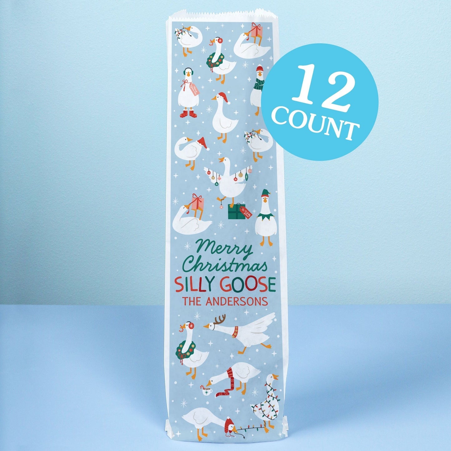 Custom Text Wine Bags - Christmas Silly Goose