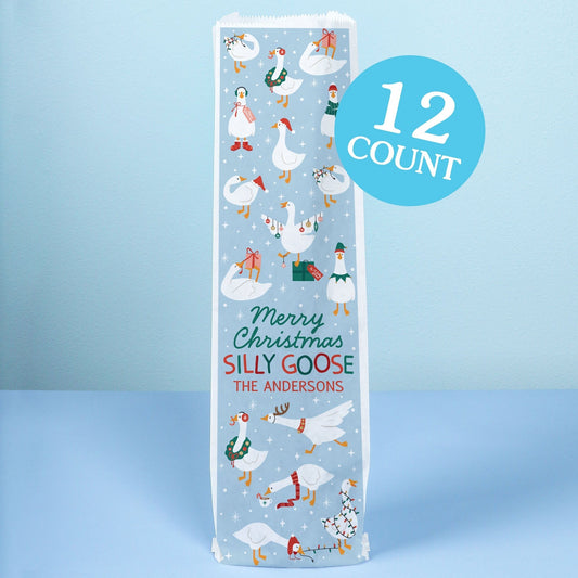 Custom Text Wine Bags - Christmas Silly Goose