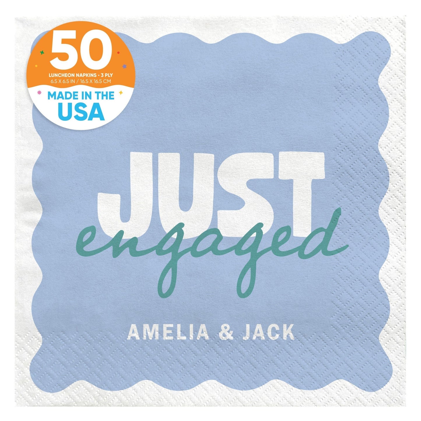 Custom Text Napkins - Wavy Just Engaged