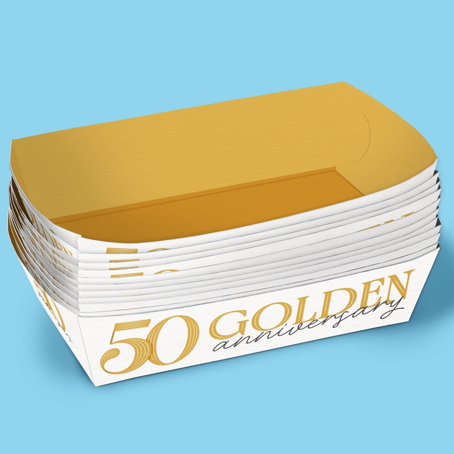 50th Wedding Anniversary Paper Food Trays - 12 Ct