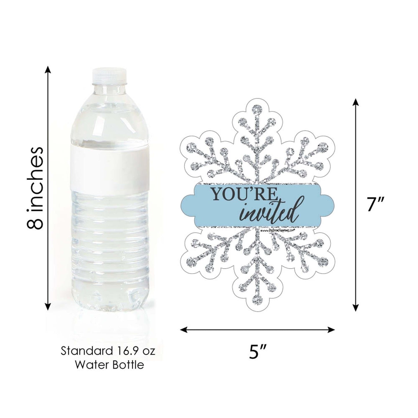 Winter Wonderland - Shaped Fill-In Invitations - Snowflake Holiday Party and Winter Wedding Invitation Cards with Envelopes - Set of 12