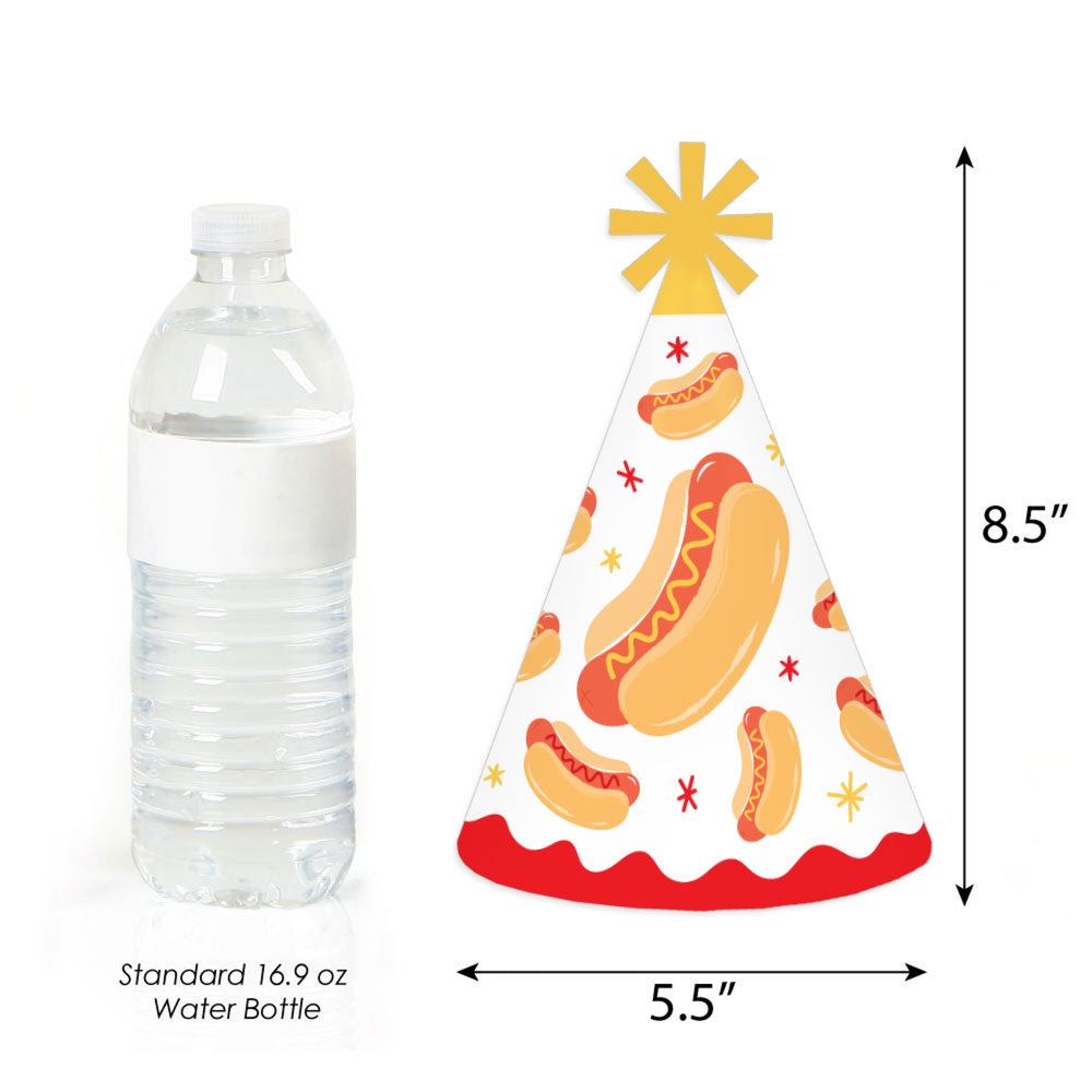 Hot Dog Cone Party Hats - Set of 8 (Standard Size)