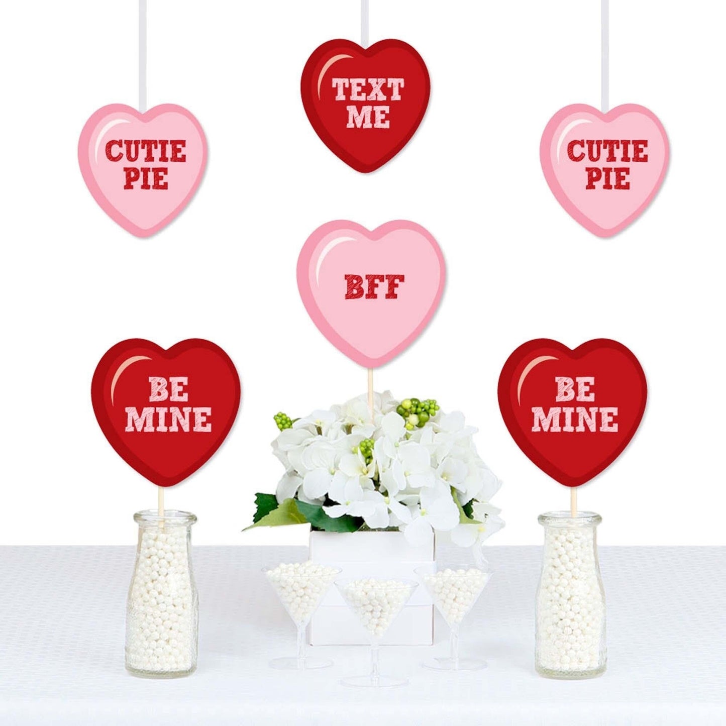 Conversation Hearts - Heart Decorations DIY Valentine's Day Party Essentials - Set of 20