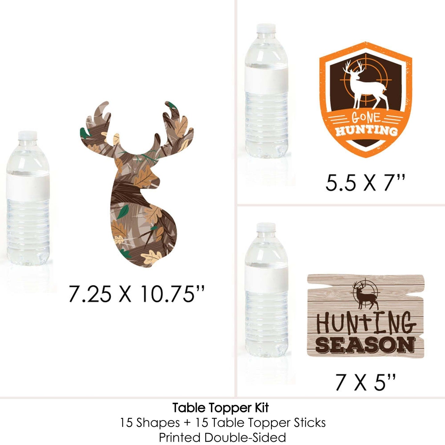 Gone Hunting - Deer Hunting Camo Party Centerpiece Sticks - Table Toppers - Set of 15