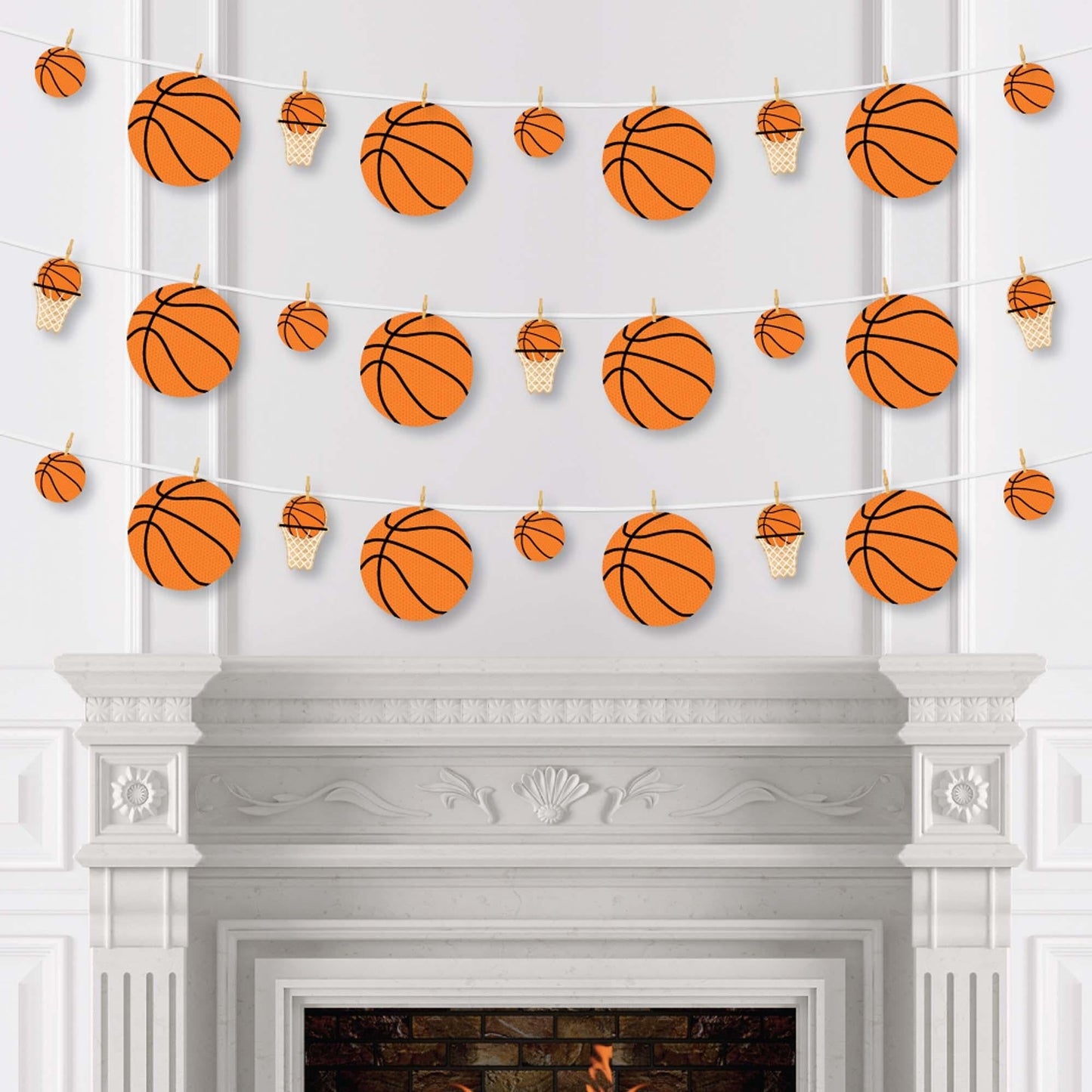 Nothin' But Net - Basketball - Baby Shower or Birthday Party DIY Decorations - Clothespin Garland Banner - 44 Pieces