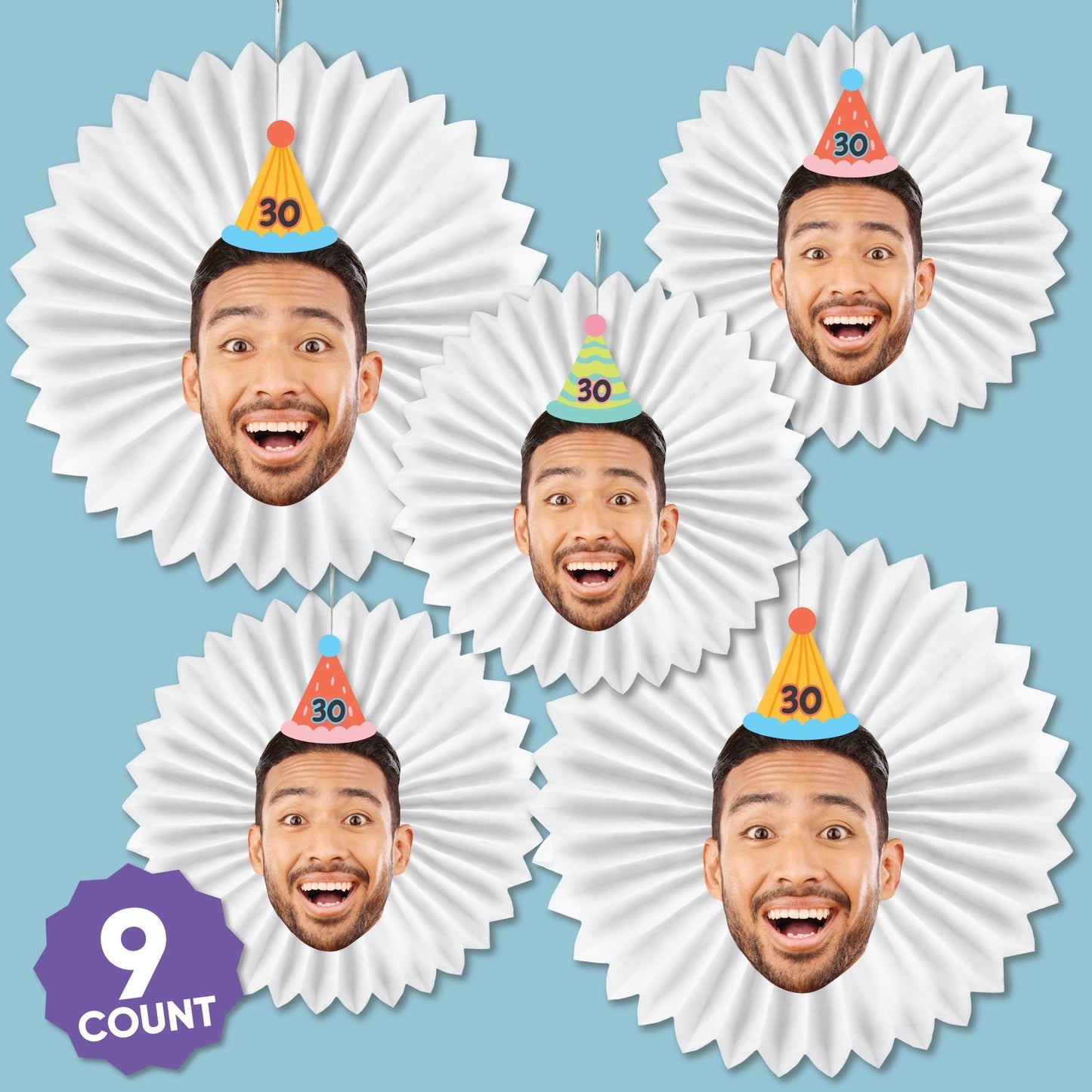 Custom Face Colorful Birthday Paper Fans