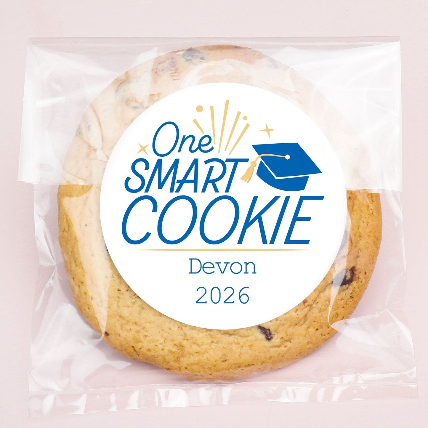 Custom Text Stickers & Clear Cookie Bags - Blue Grad - 100 Ct