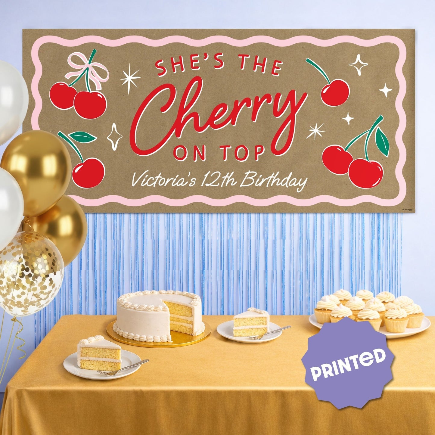 Custom Text Cherry Kraft Banner