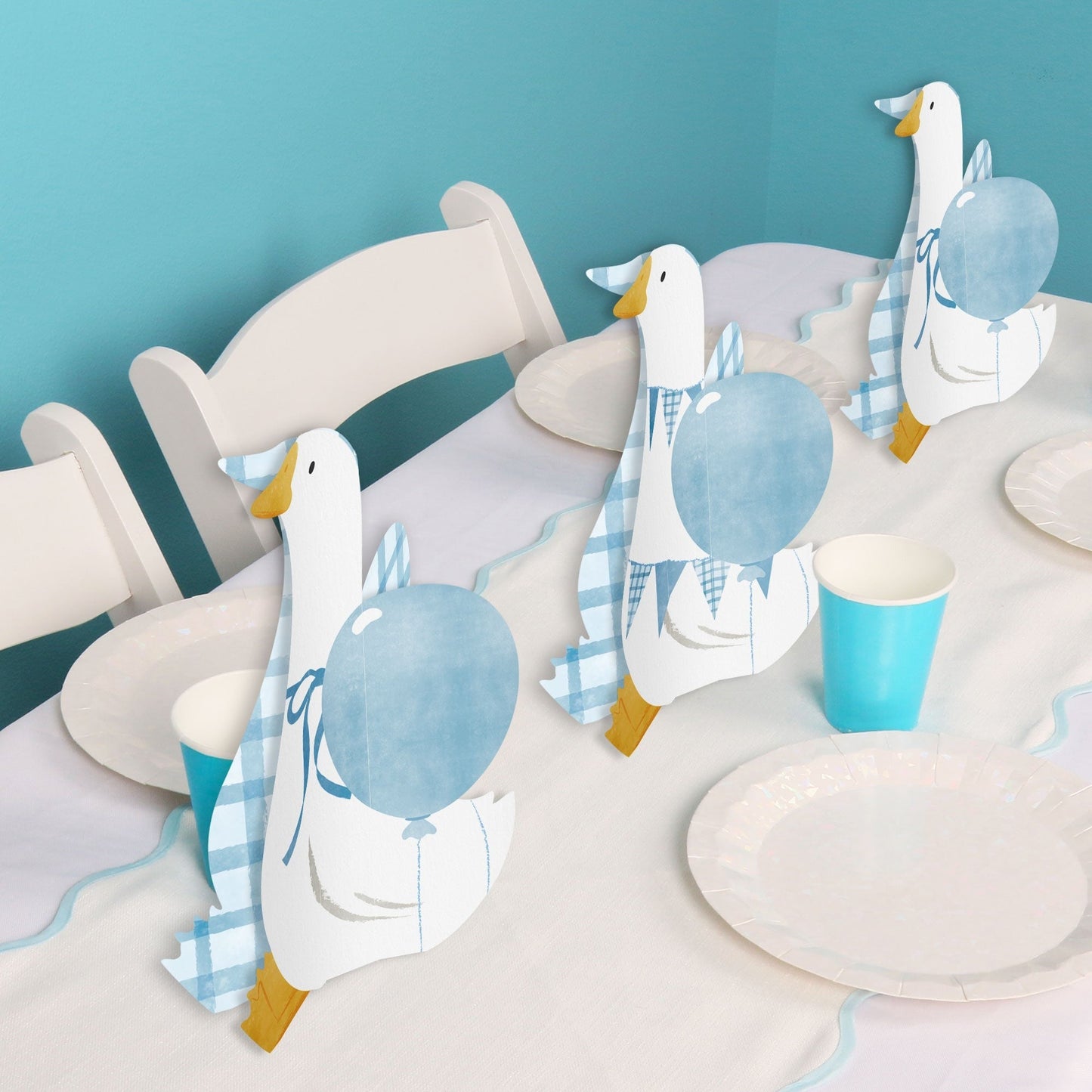 One Silly Goose Blue 3D Centerpieces - 8 Ct