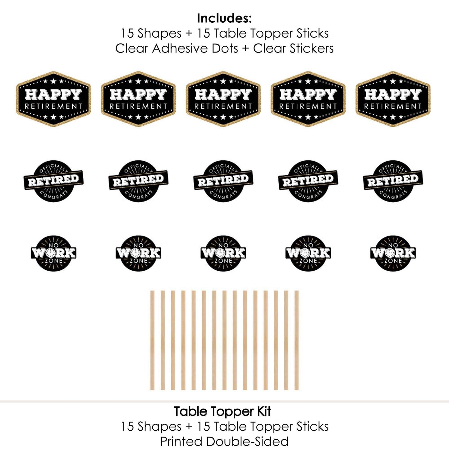 Happy Retirement - Retirement Party Centerpiece Sticks - Table Toppers - Set of 15