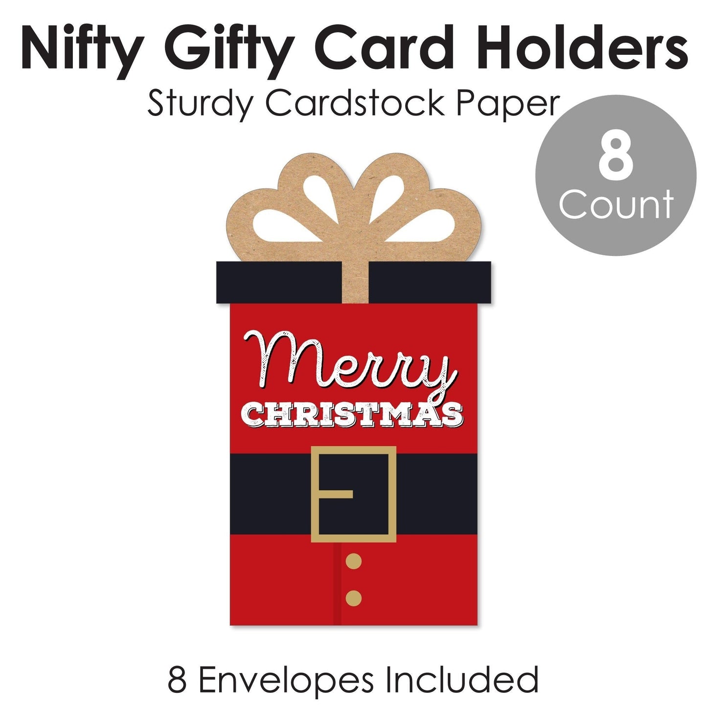 Jolly Santa Claus - Christmas Party Money and Gift Card Sleeves - Nifty Gifty Card Holders - Set of 8