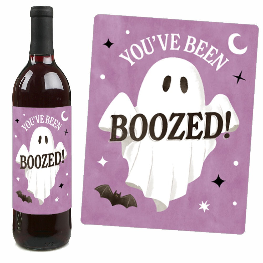 Ghostly You've Been Booed - Wine Bottle Stickers - 4 Ct