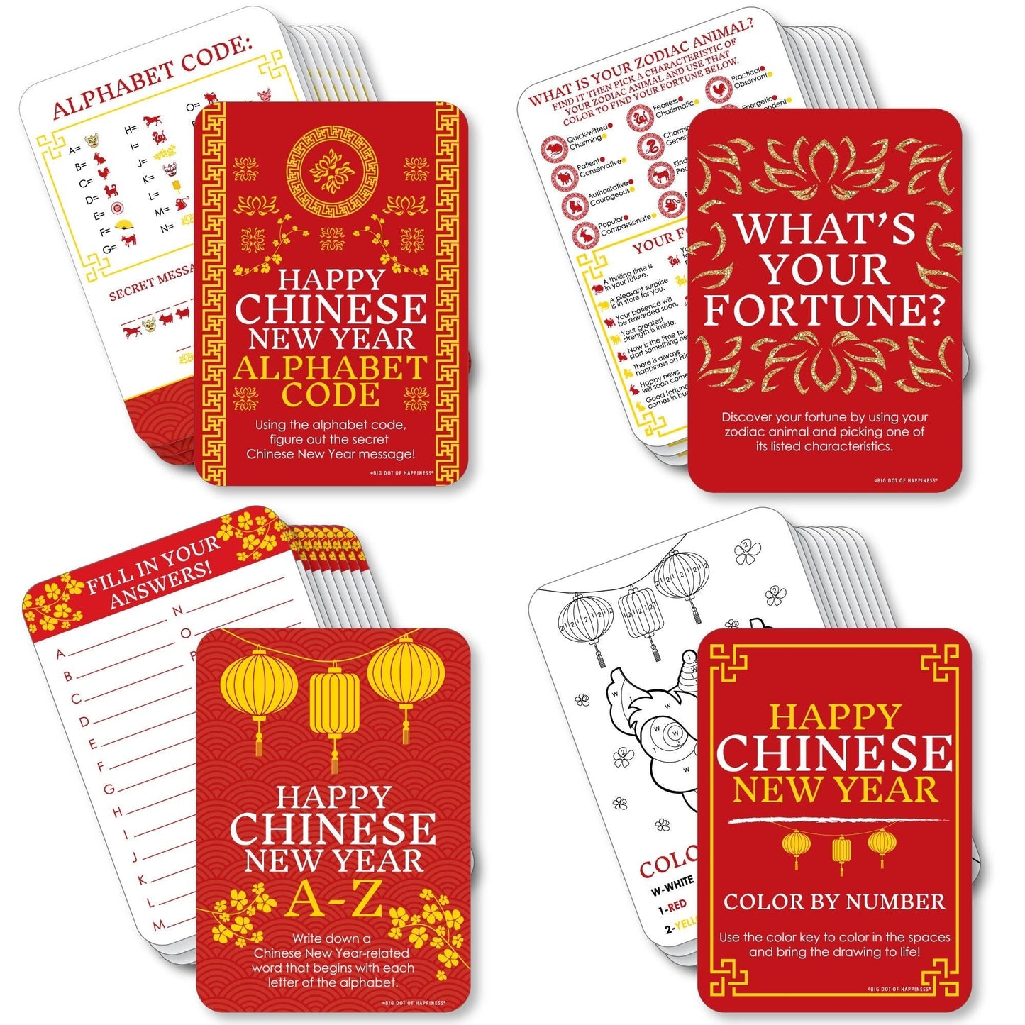 Chinese New Year - 4 Lunar New Year Games - 10 Cards Each - Gamerific Bundle