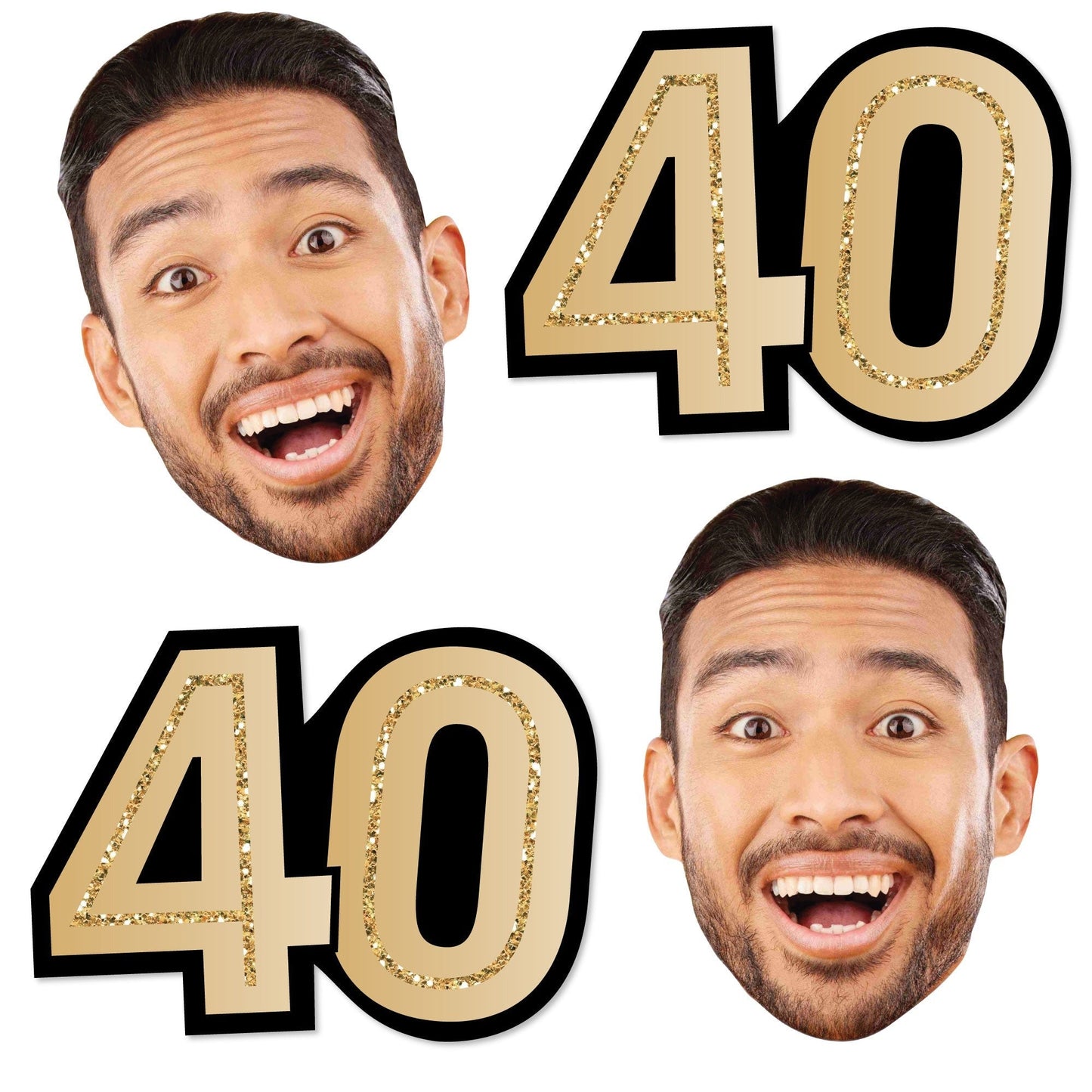 Custom Photo 40th Birthday Face Cutout Essentials - 20 Ct