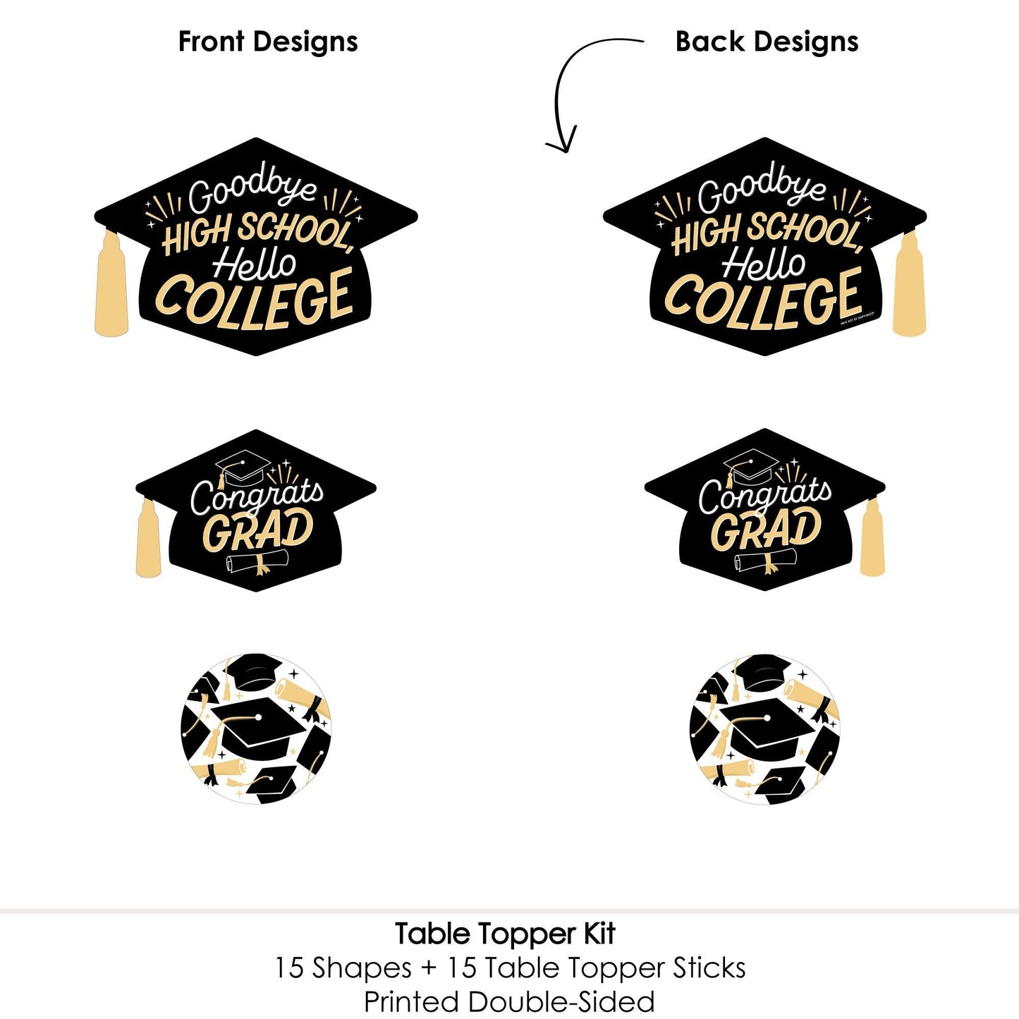 Goodbye High School, Hello College - Graduation Party Centerpiece Sticks - Table Toppers - Set of 15