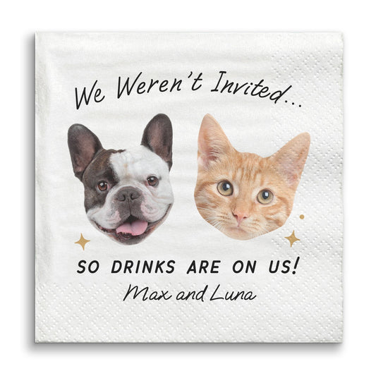 Custom Face Napkins - Drinks On Us Pet Wedding