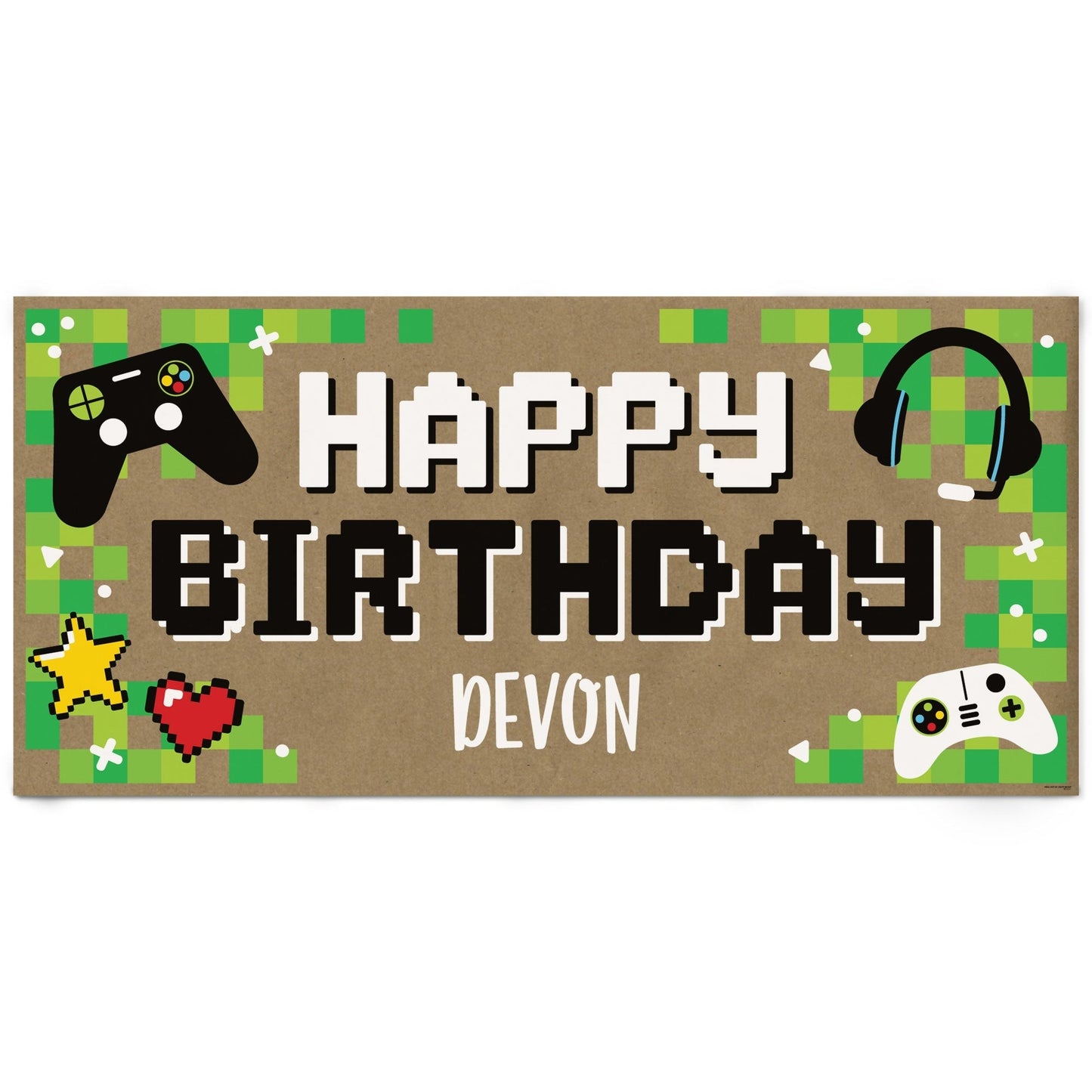 Custom Text Game Zone Birthday Kraft Banner