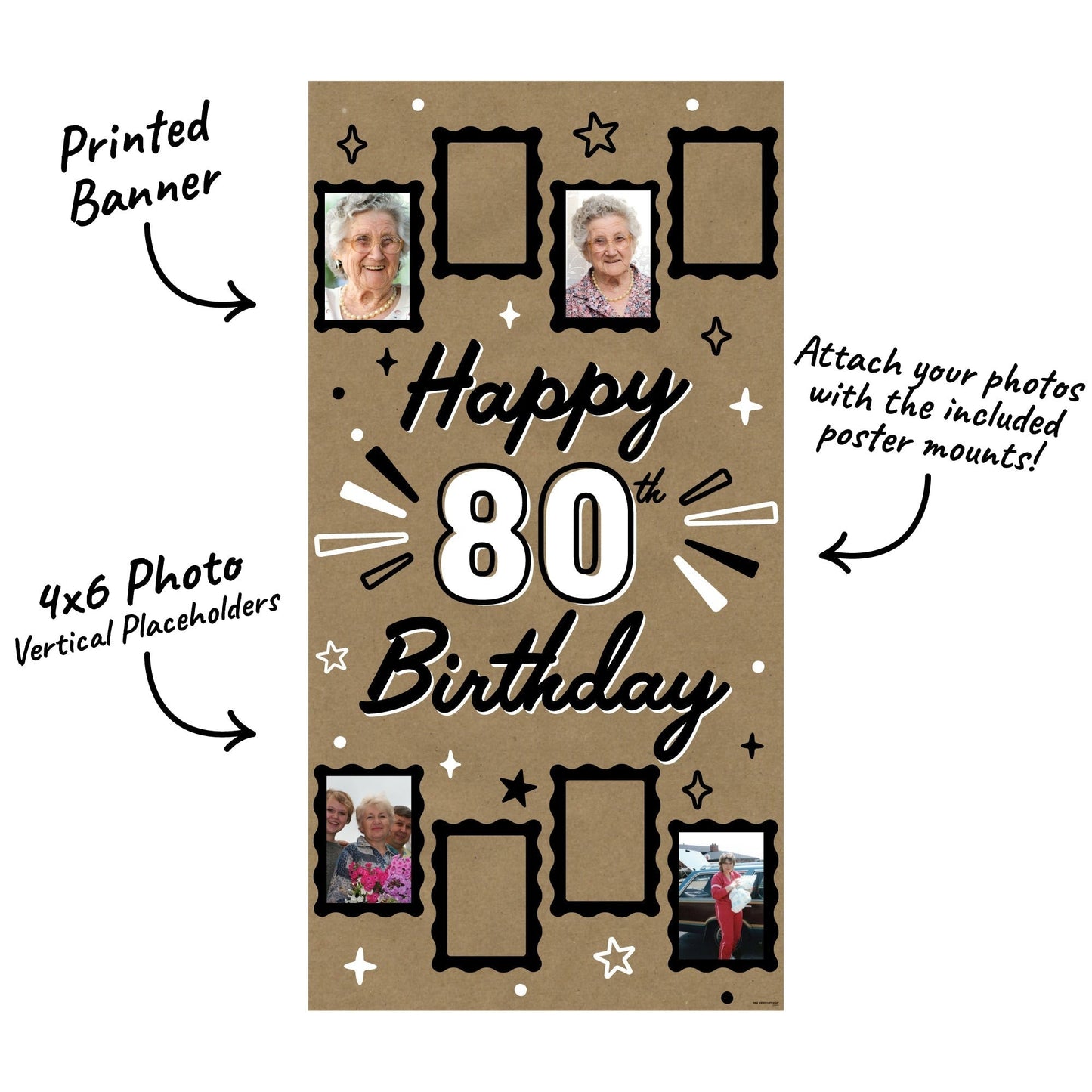 80th Birthday Kraft Photo Banner