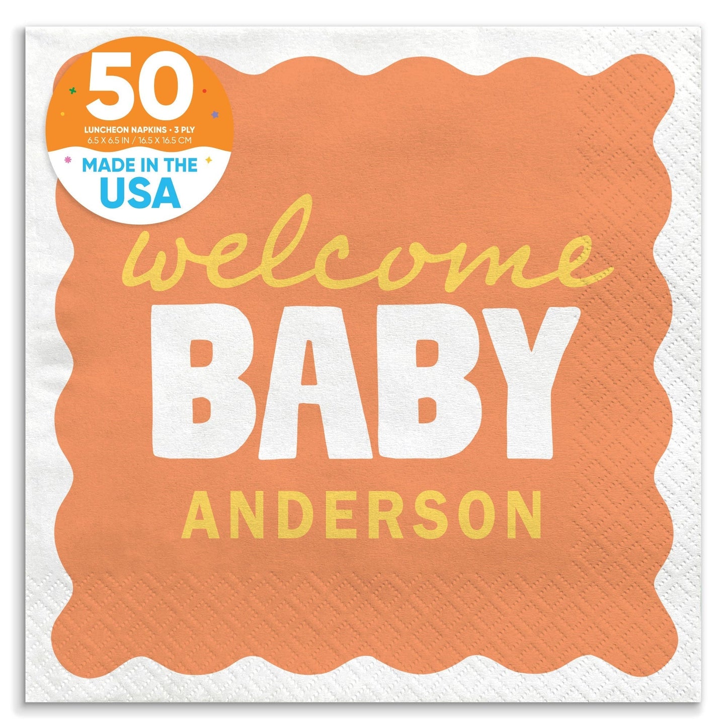 Custom Text Napkins - Wavy Baby Shower