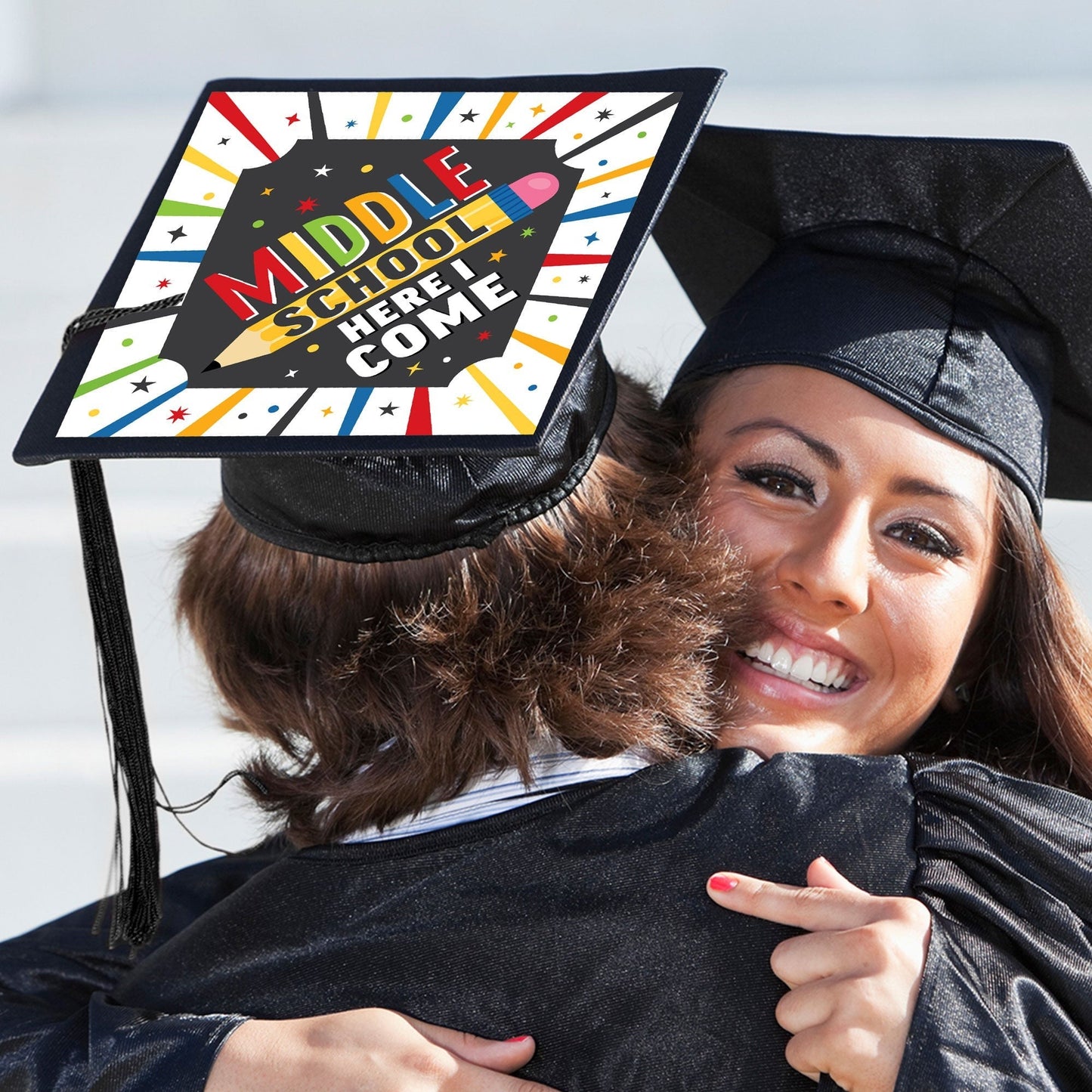 Middle School Here I Come - Elementary Graduation Cap Decorations Kit - Grad Cap Cover