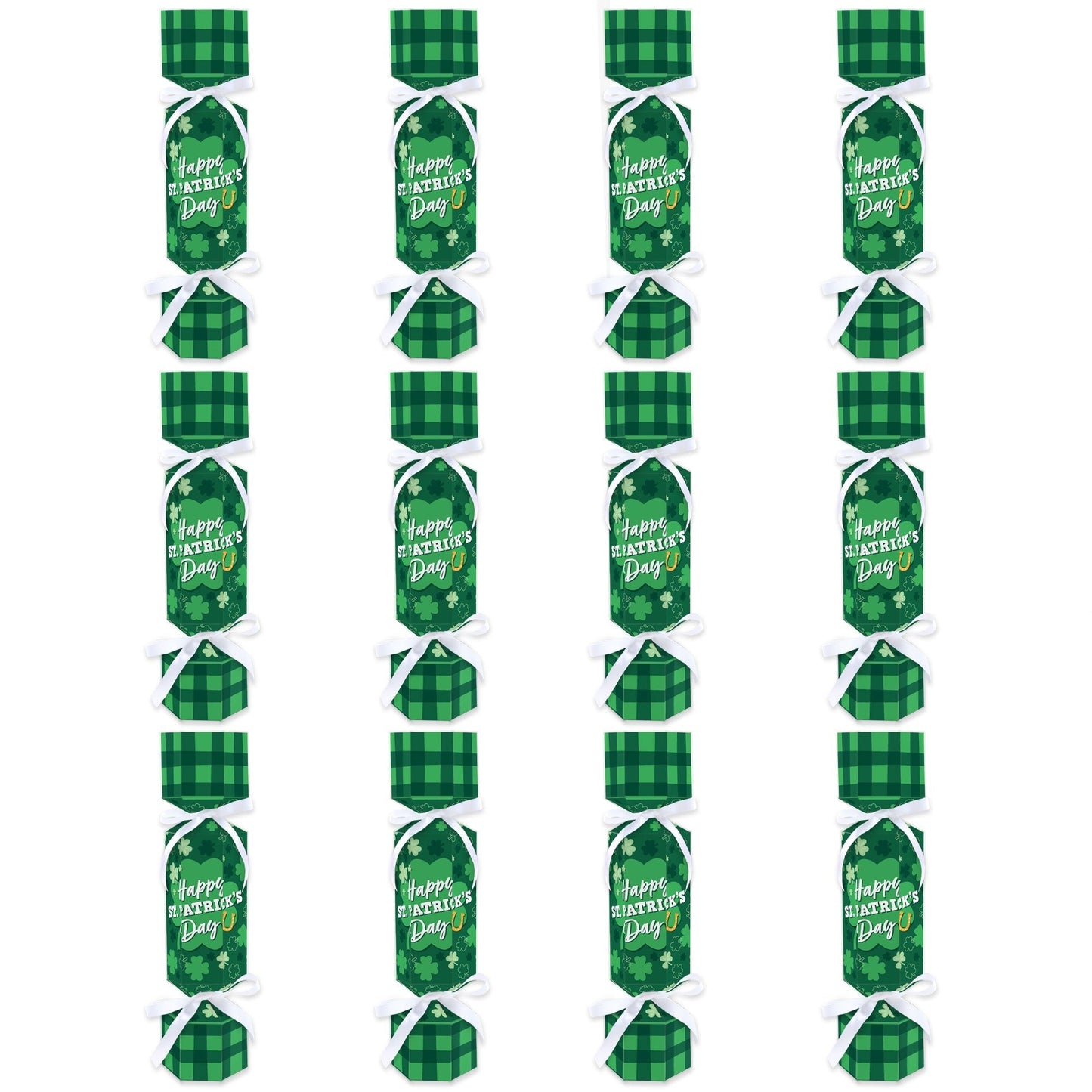 Shamrock St. Patrick's Day - No Snap Saint Paddy’s Day Party Table Favors - DIY Cracker Boxes - Set of 12