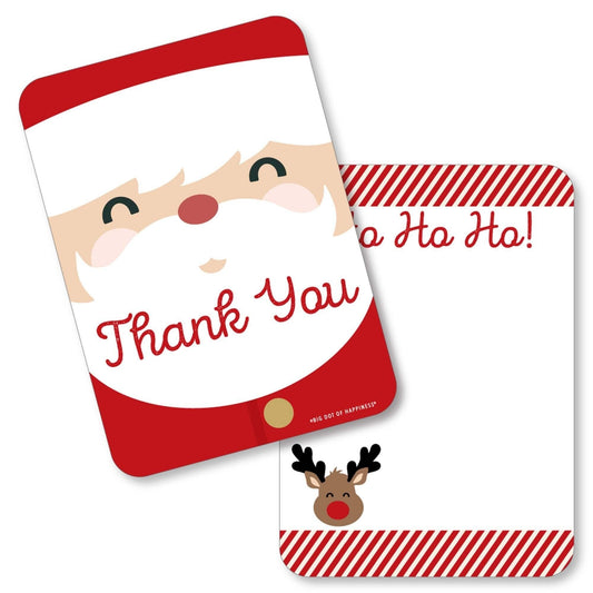 Jolly Santa Claus - Shaped Thank You Cards - Christmas Party Thank You Note Cards with Envelopes - Set of 12