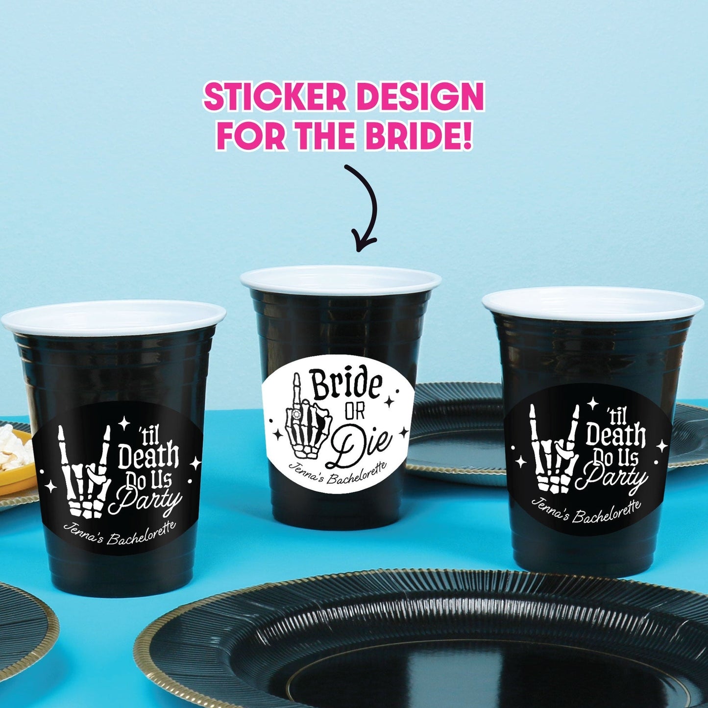 Custom Text Party Cups - Custom Til Death Do Us Party - 16 Ct