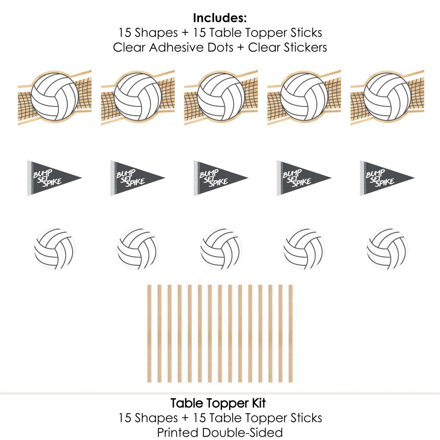 Bump, Set, Spike - Volleyball - Baby Shower or Birthday Party Centerpiece Sticks - Table Toppers - Set of 15