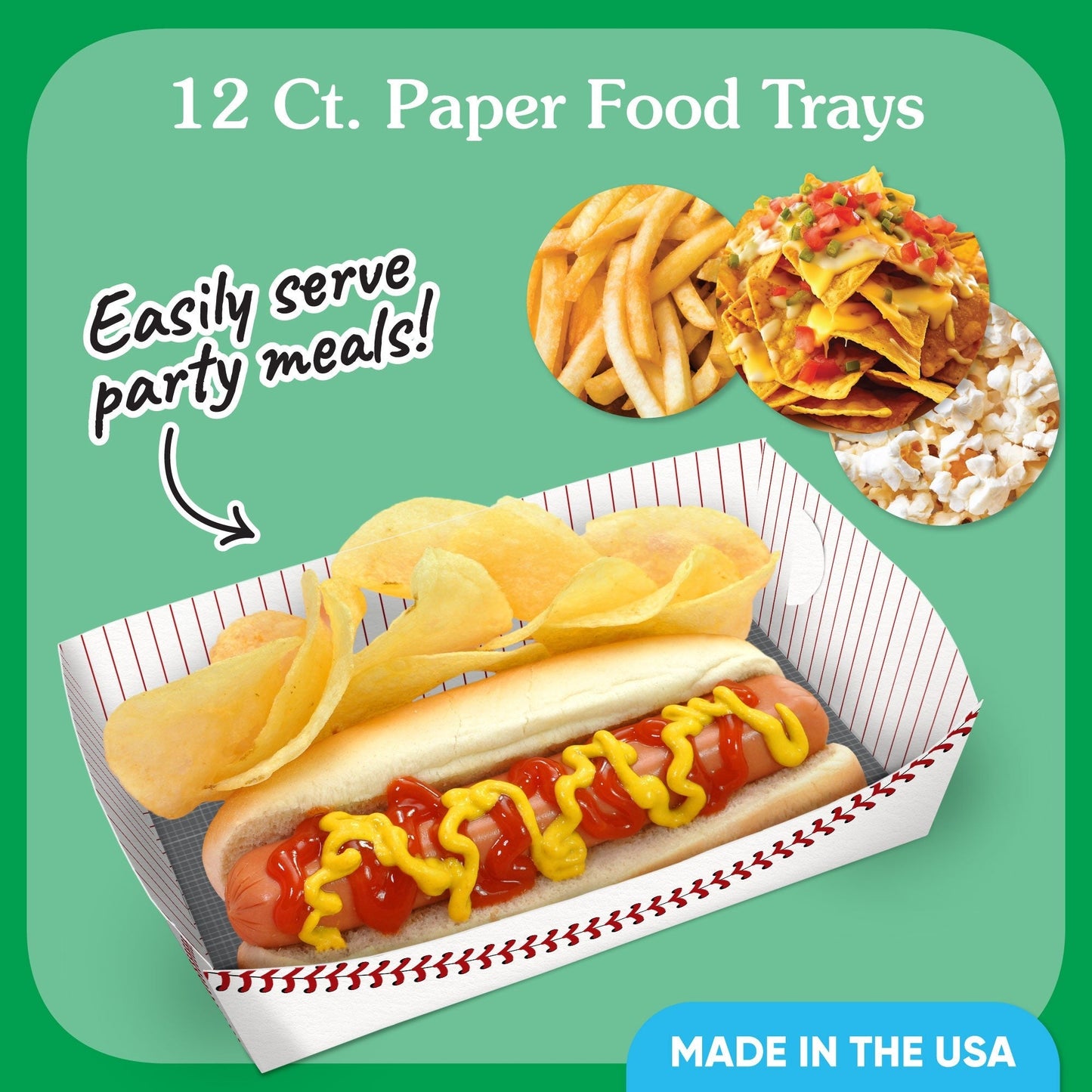 Baseball Party Paper Food Trays