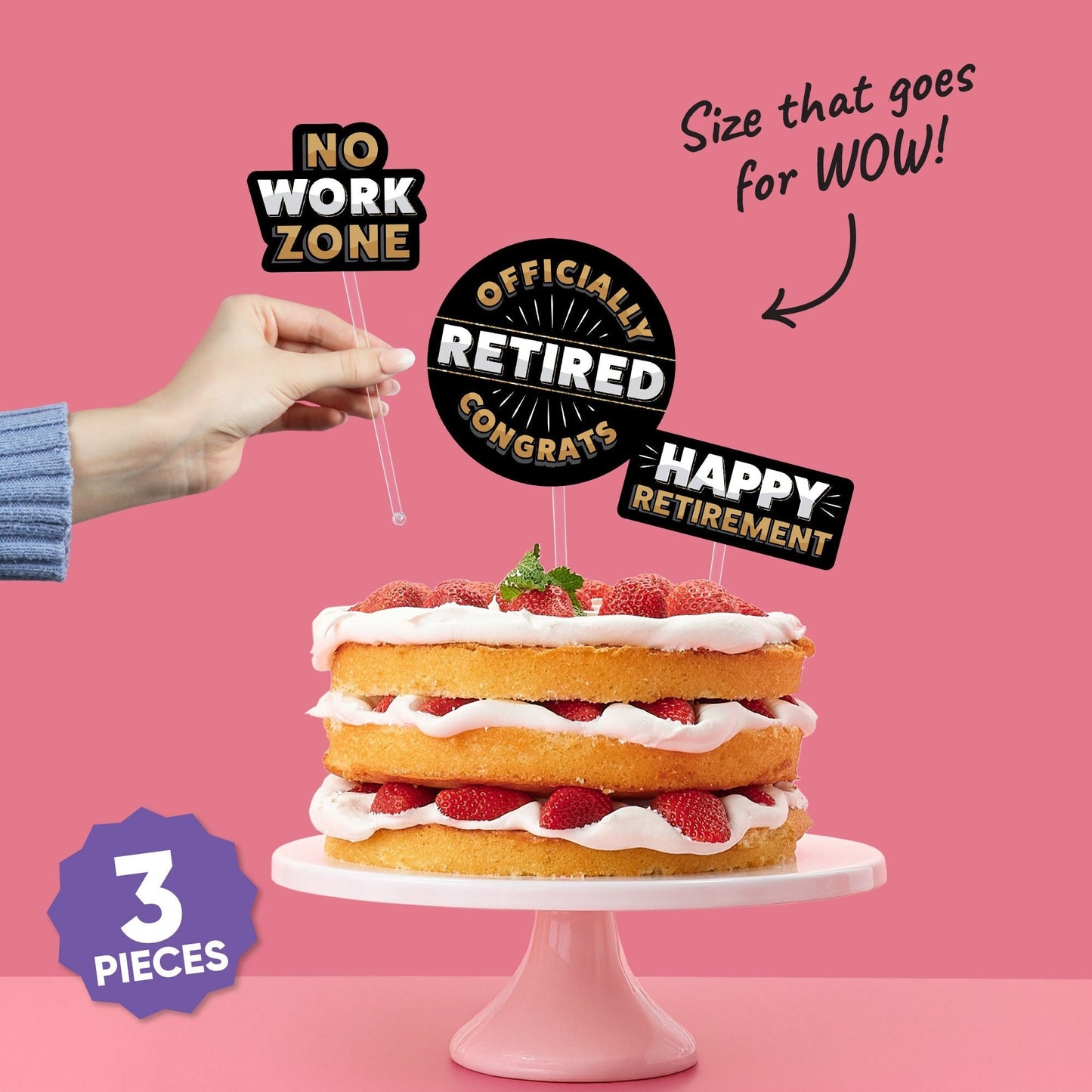 Retirement Cake Topper - 3 Pc