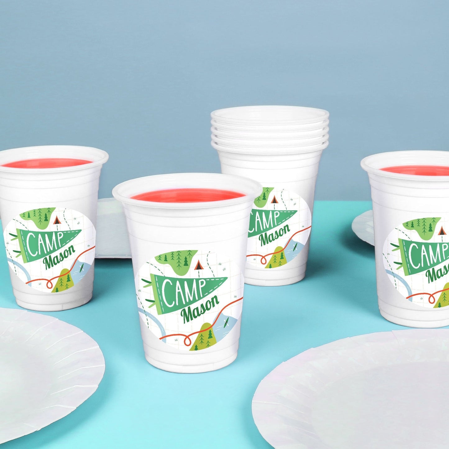 Custom Text Party Cups - Camping - 16 Ct