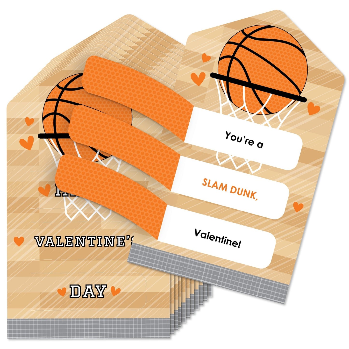 Nothin' But Net - Basketball - Cards for Kids - Happy Valentine’s Day Pull Tabs - Set of 12
