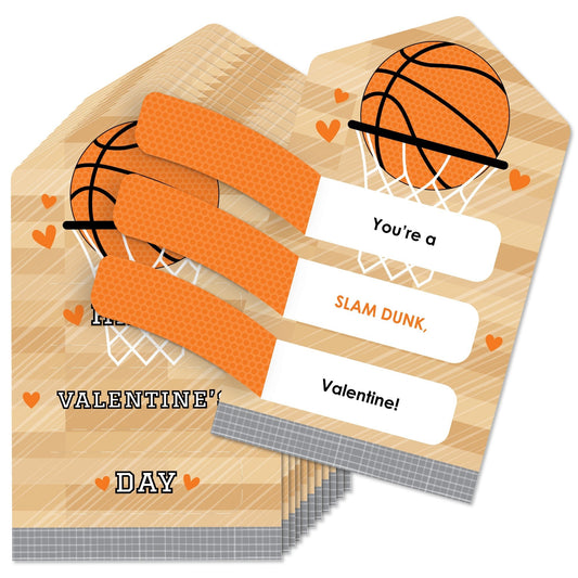 Nothin' But Net - Basketball - Cards for Kids - Happy Valentine’s Day Pull Tabs - Set of 12