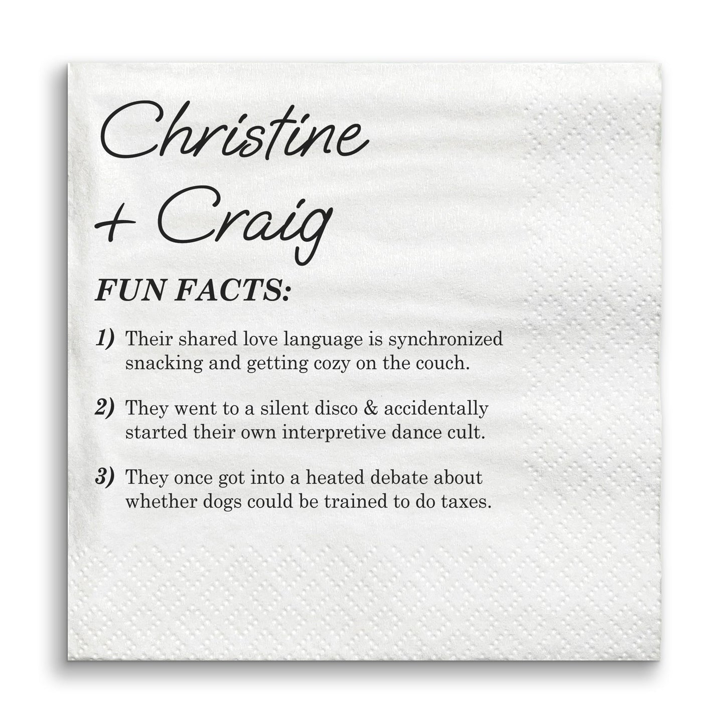 Custom Text - Fun Facts Wedding Napkins