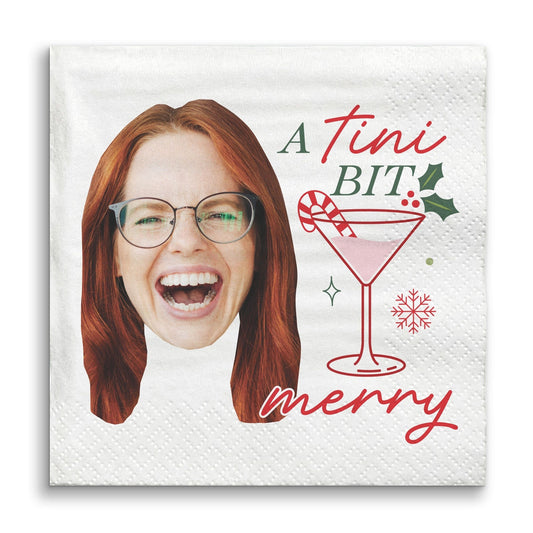 Custom Face Christmas Napkins - A Tini Bit Merry